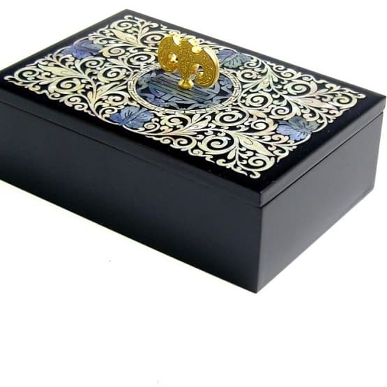 Mother of Pearl Compact Mirror with Orchid Design